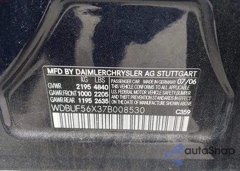 2007 Mercedes-Benz E 350 from USA, damaged, VIN WDBUF56X37B008530